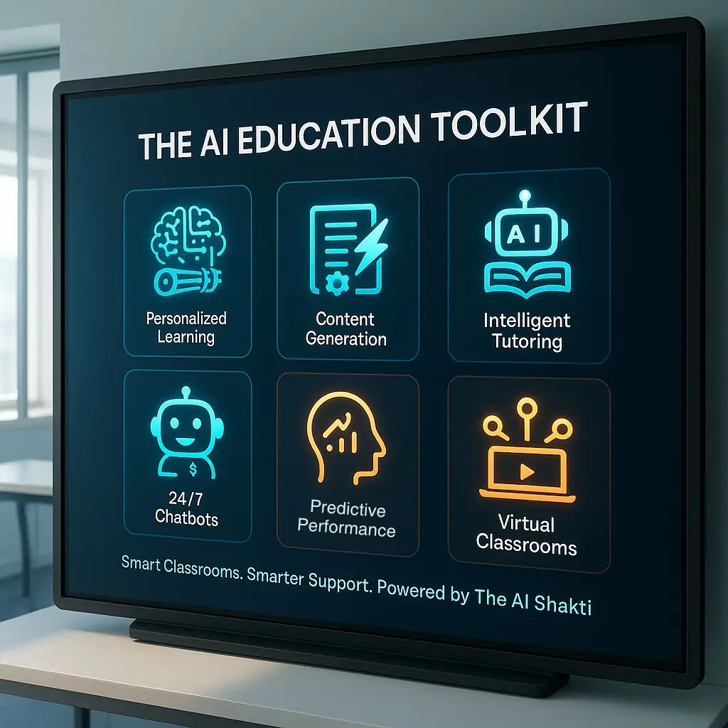 AI Powered Education Solutions offering personalized learning, student engagement tools, AI chatbots, and predictive analytics for education.