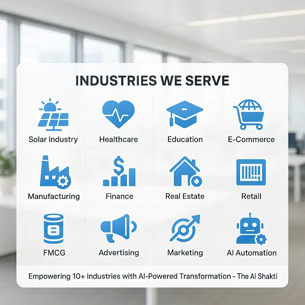 AI Powered Data Services tailored for multiple industries including solar, healthcare, education, e-commerce, manufacturing, finance, real estate, retail, FMCG, advertising, marketing, and AI automation.